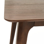 Detailed corner of dining table from 5-Piece Dining Set - Rubberwood Dining Set, showing rounded edges and rich wood grain texture.