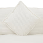 Square pillow detail from Modular Corduroy Sofa Beige - Stylish and Comfortable, featuring plush corduroy fabric and piped edges.