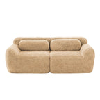 Front view of 2-seater modular sofa in soft plush fabric. Compact and stylish design suitable for modern home decor.