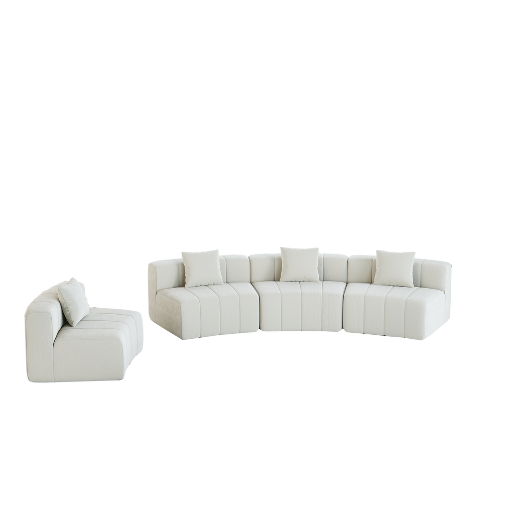 Chenille Curved Sectional Sofa - Versatile Comfort Design.
