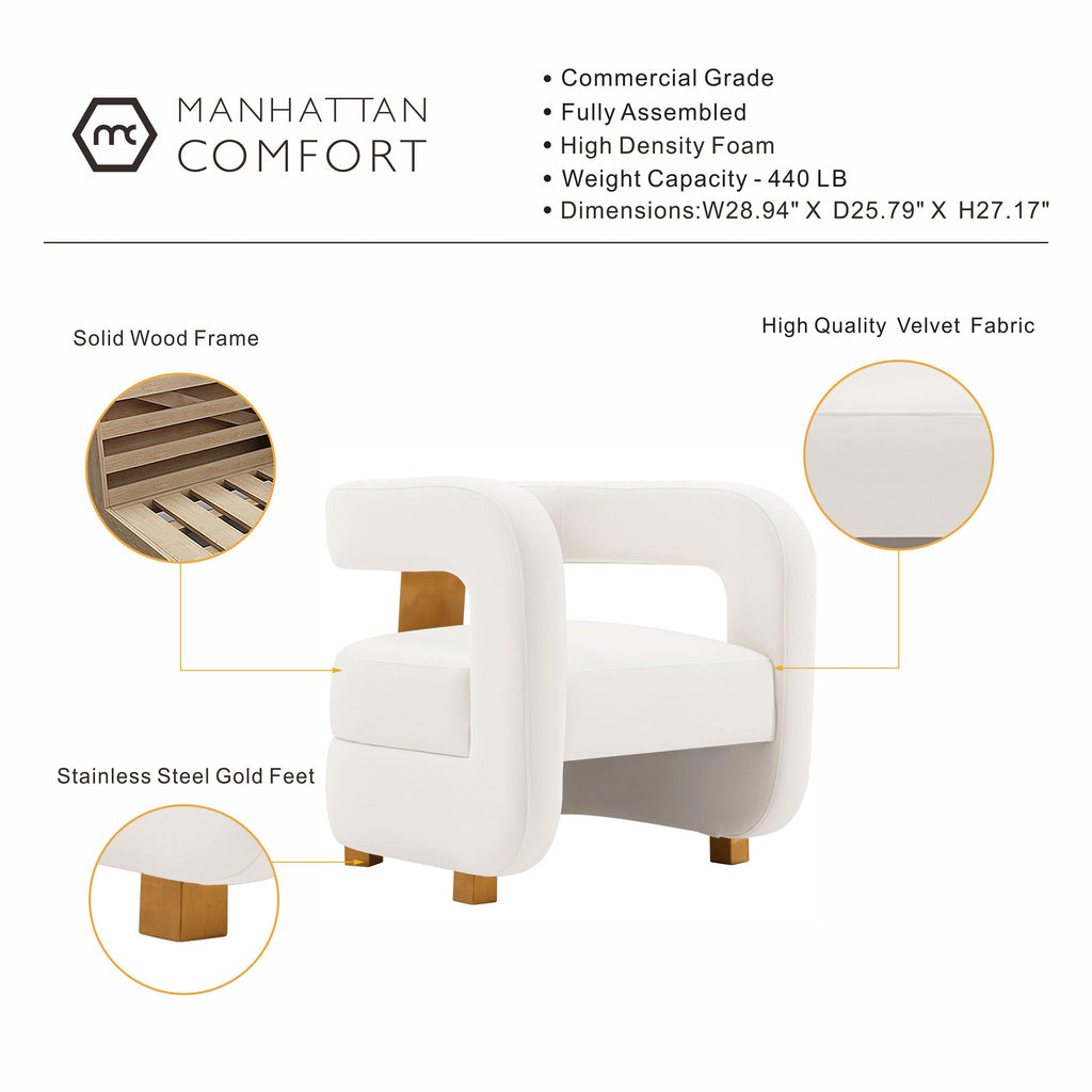 Amirah Velvet Lounge Chair in White.