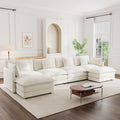 Modern White Chenille U-Shaped Sectional Sofa with Reversible Chaise