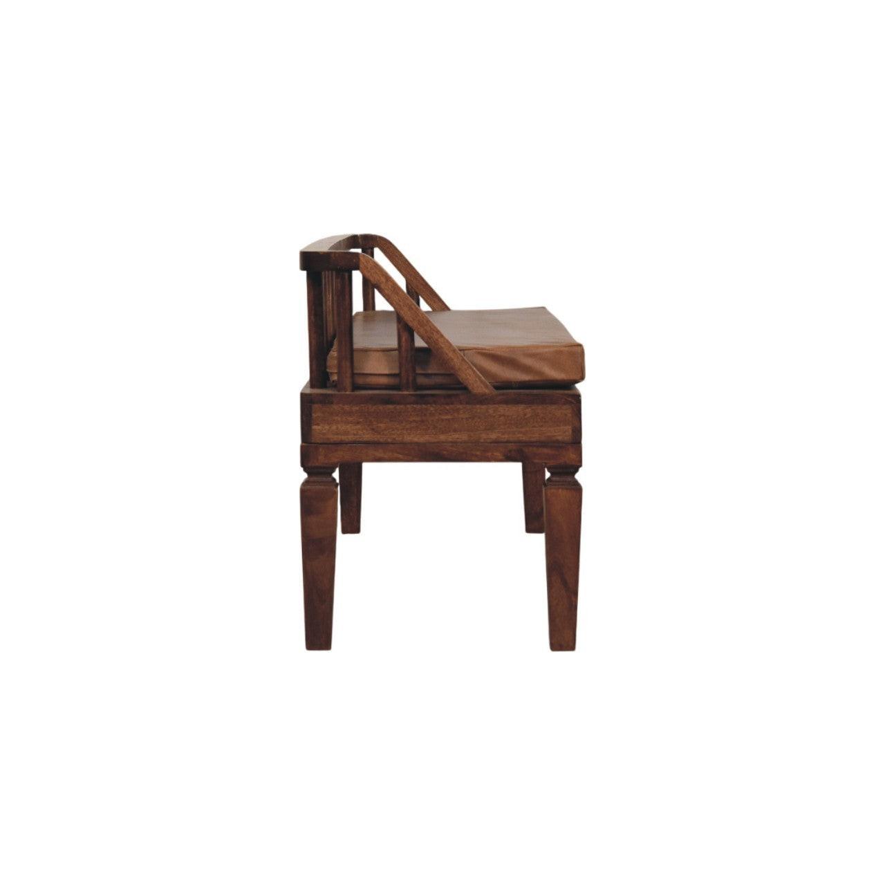 Solid Wood Leather Bench - Artisan Furniture.