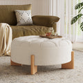 32' Round Tufted Ottoman - Elegant Chenille Coffee Table.