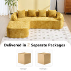 Yellow Chenille L-Shaped Sofa with Comfort and Style.